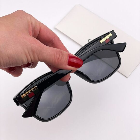 GUCCI GG0746S LOGO 001 Sunglasses Black Grey Anti-Reflective Square Unisex - Picture 4 of 11